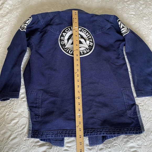Gracie Fighter Kids BJJ Gi Uniform Blue M3 Jacket & Pants Jiu Jitsu Set Unisex - Picture 2 of 8